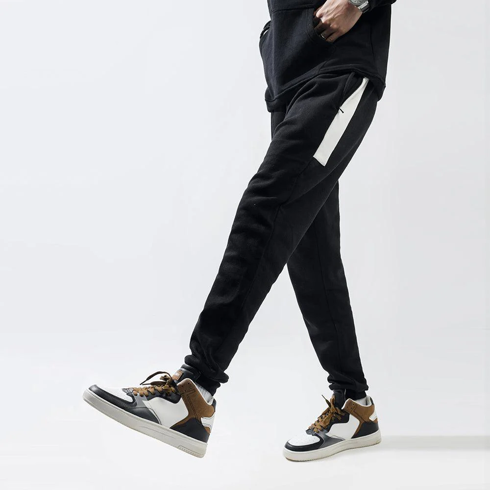Black Contrast Side Fleece Tracksuit - Image 3