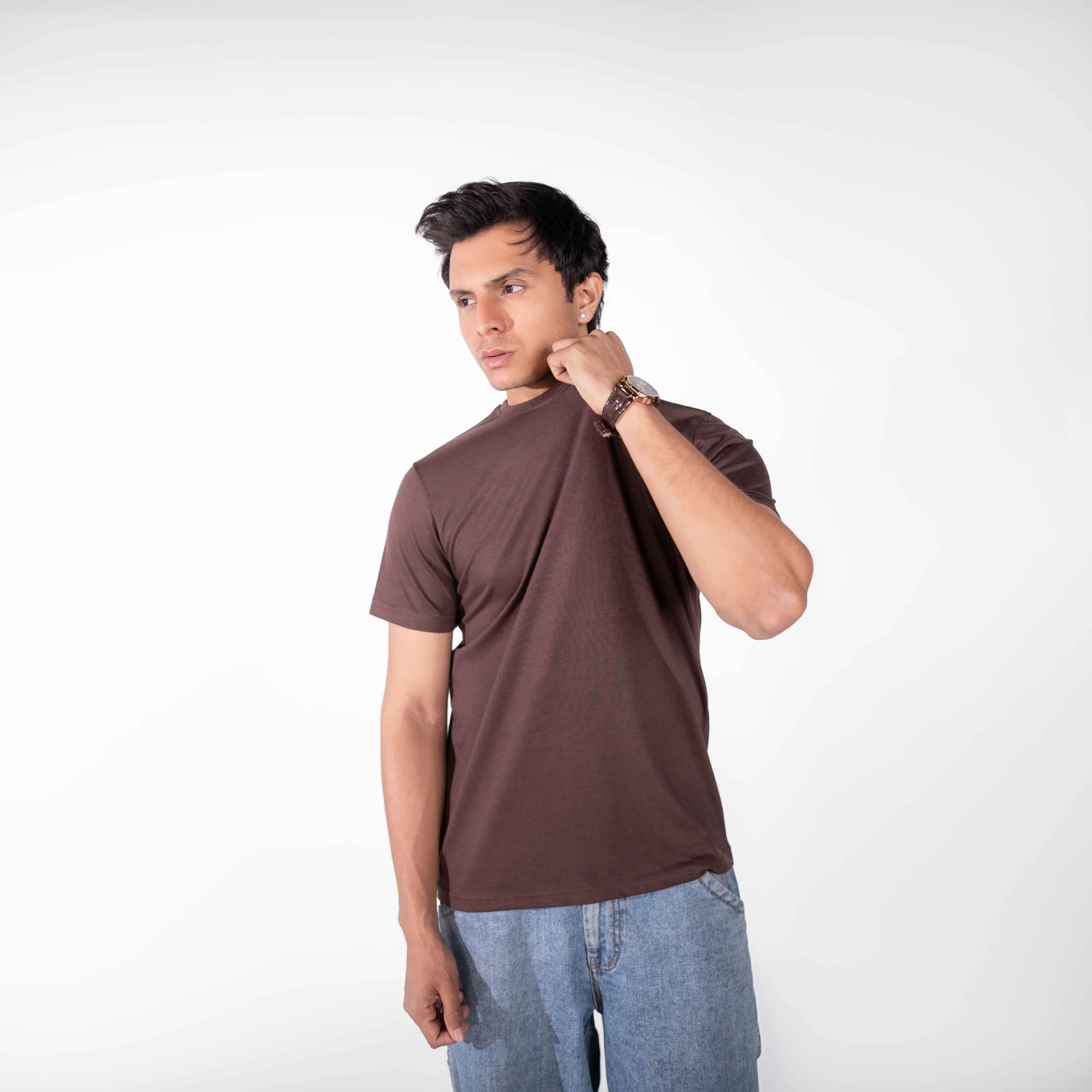 Dark Brown Basic Tee - Image 3