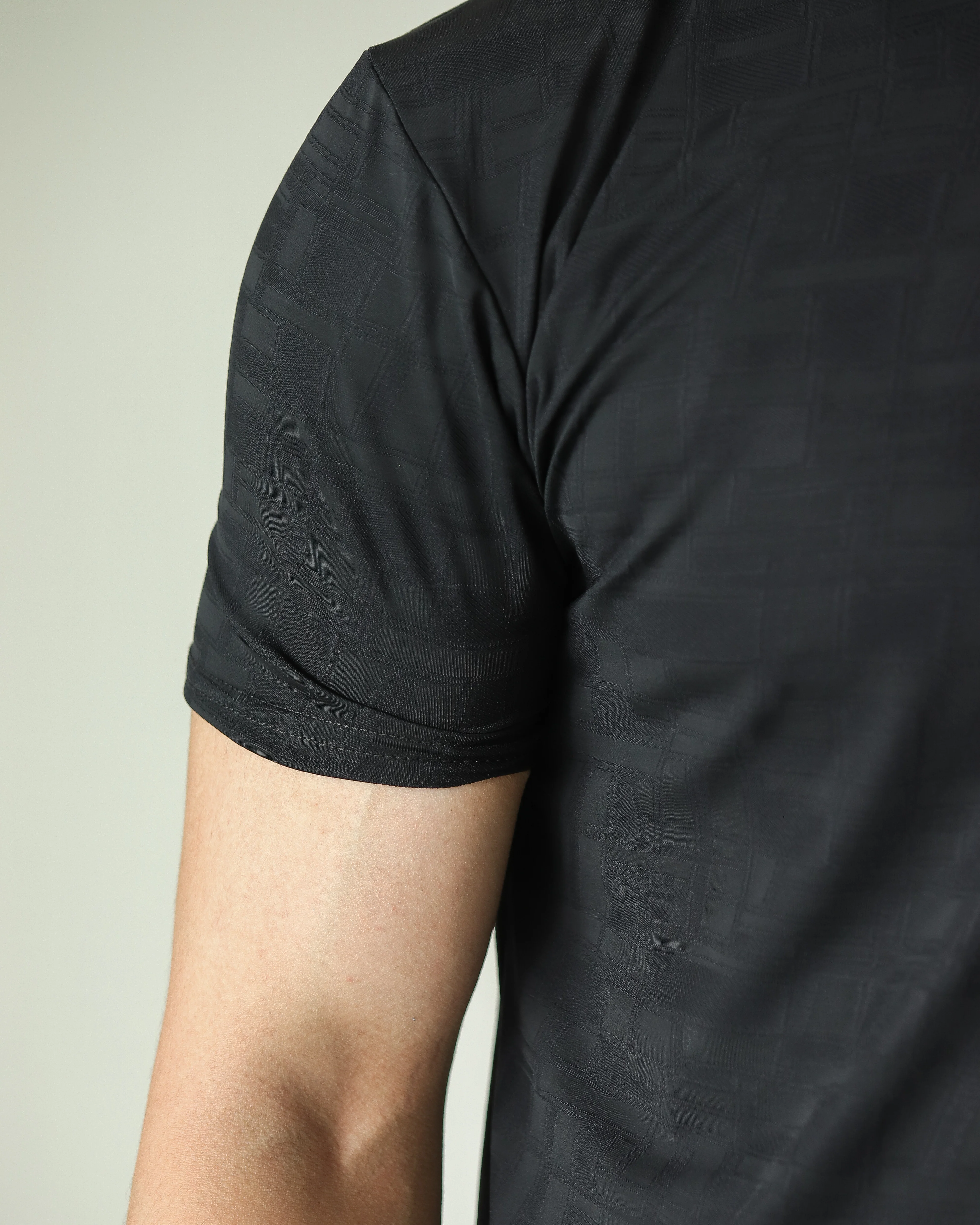 Imported Lycra Textured Shirt - Black - Image 4