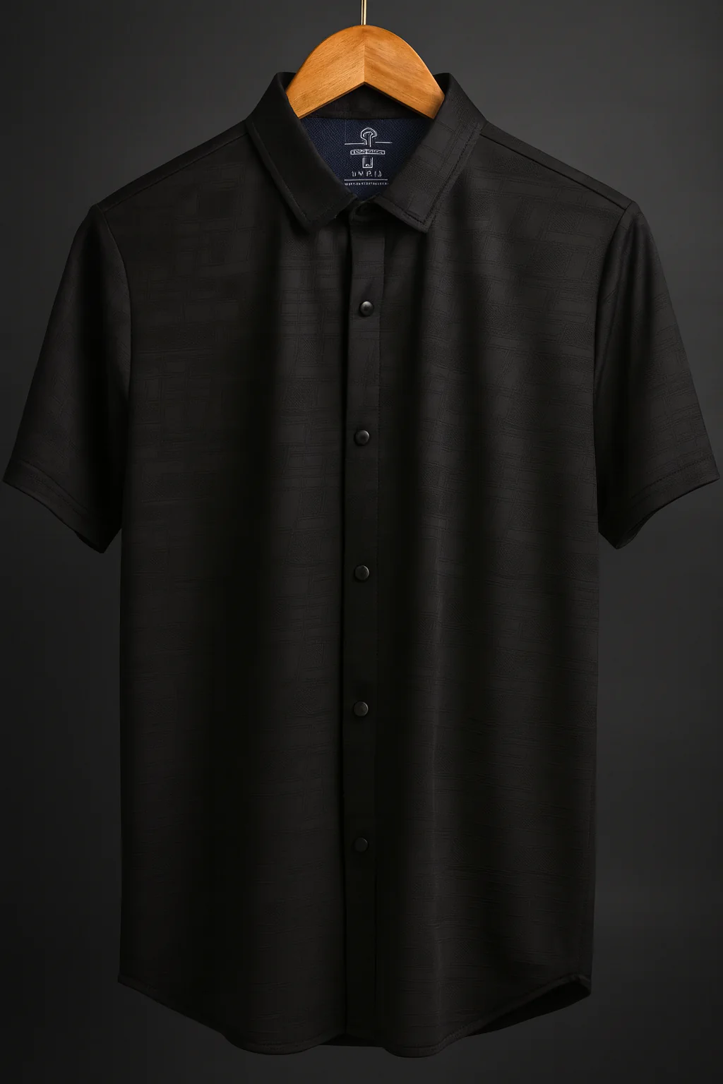 Imported Lycra Textured Shirt - Black - Image 6
