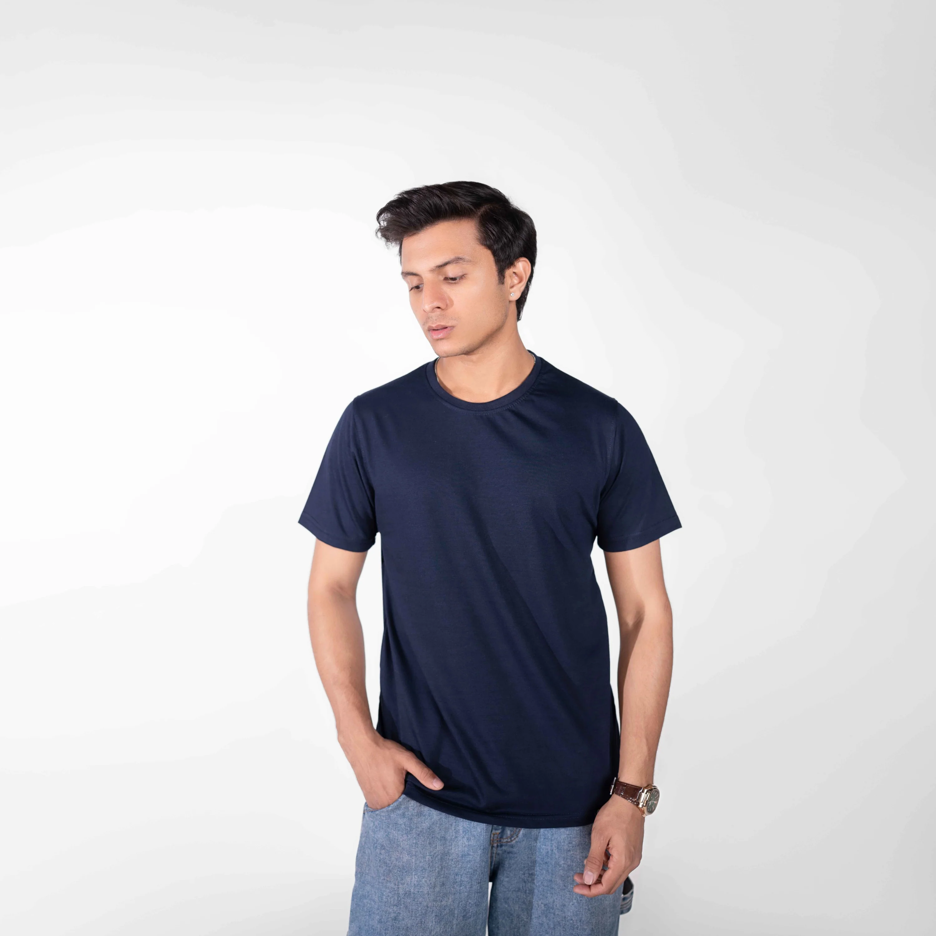 Navy Blue Basic Tee - Image 4