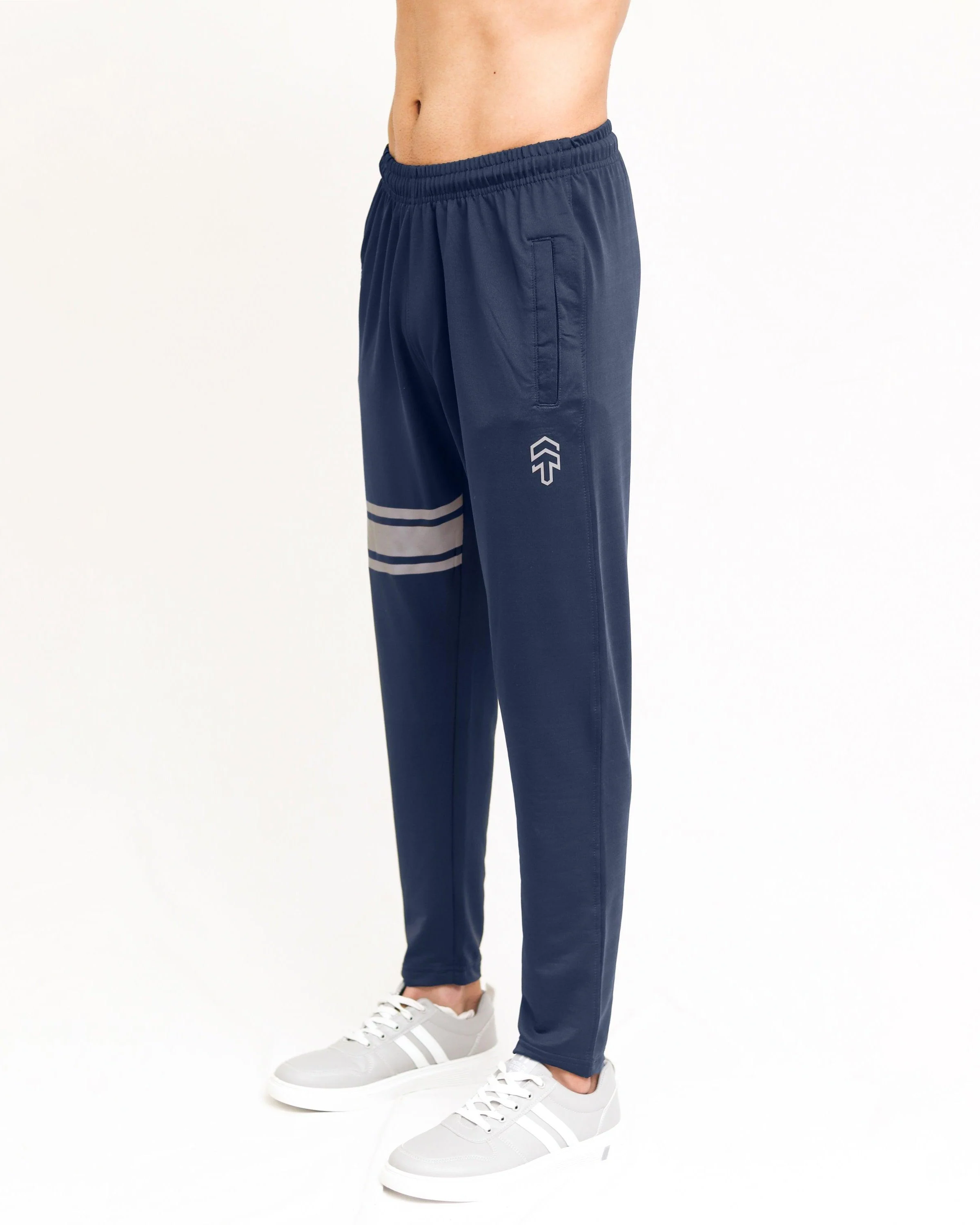 Navy Lycra Quick Dry Trouser with Three Stripes - Image 3
