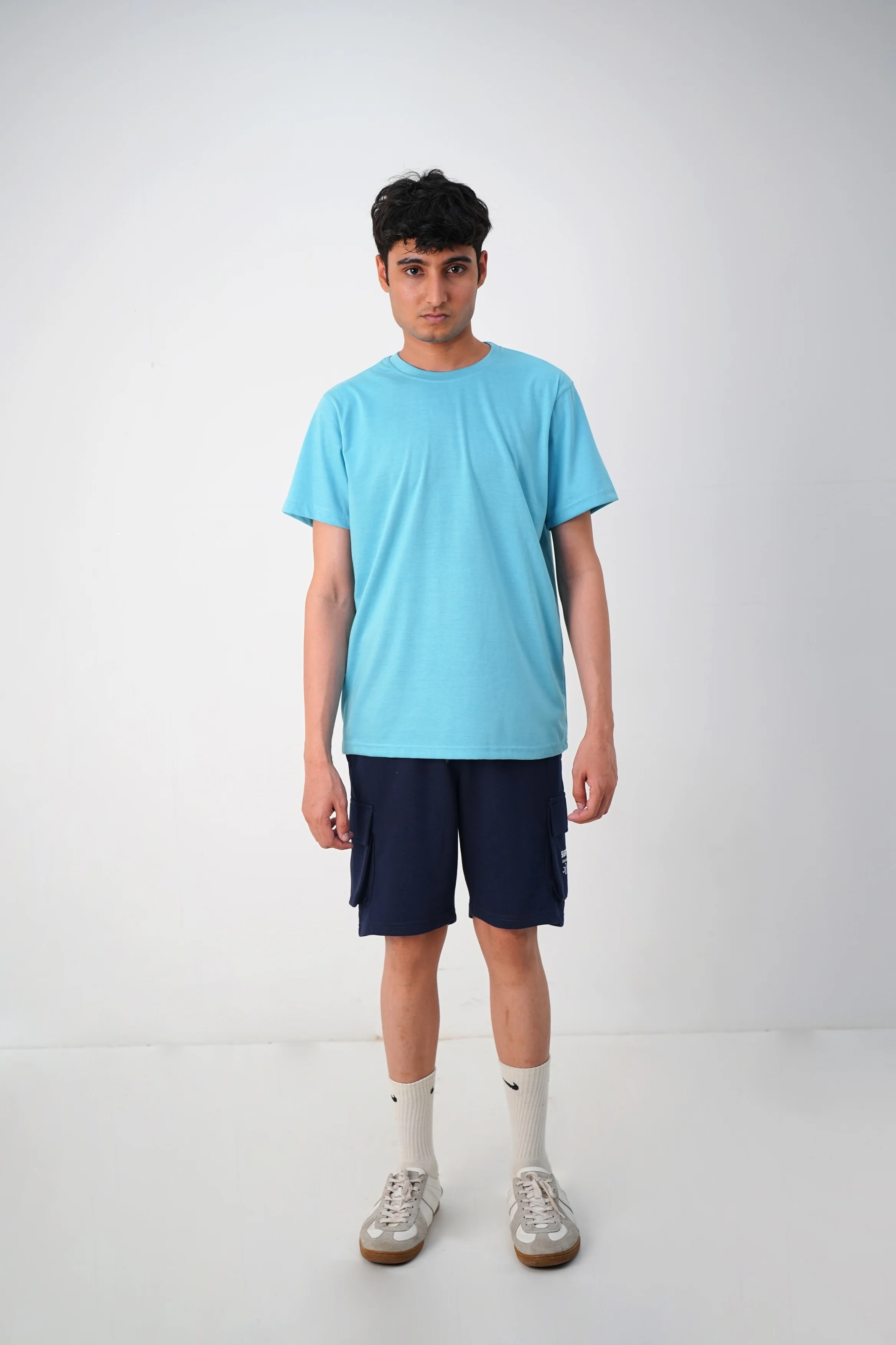 Navy Terry Cargo Shorts - Image 3