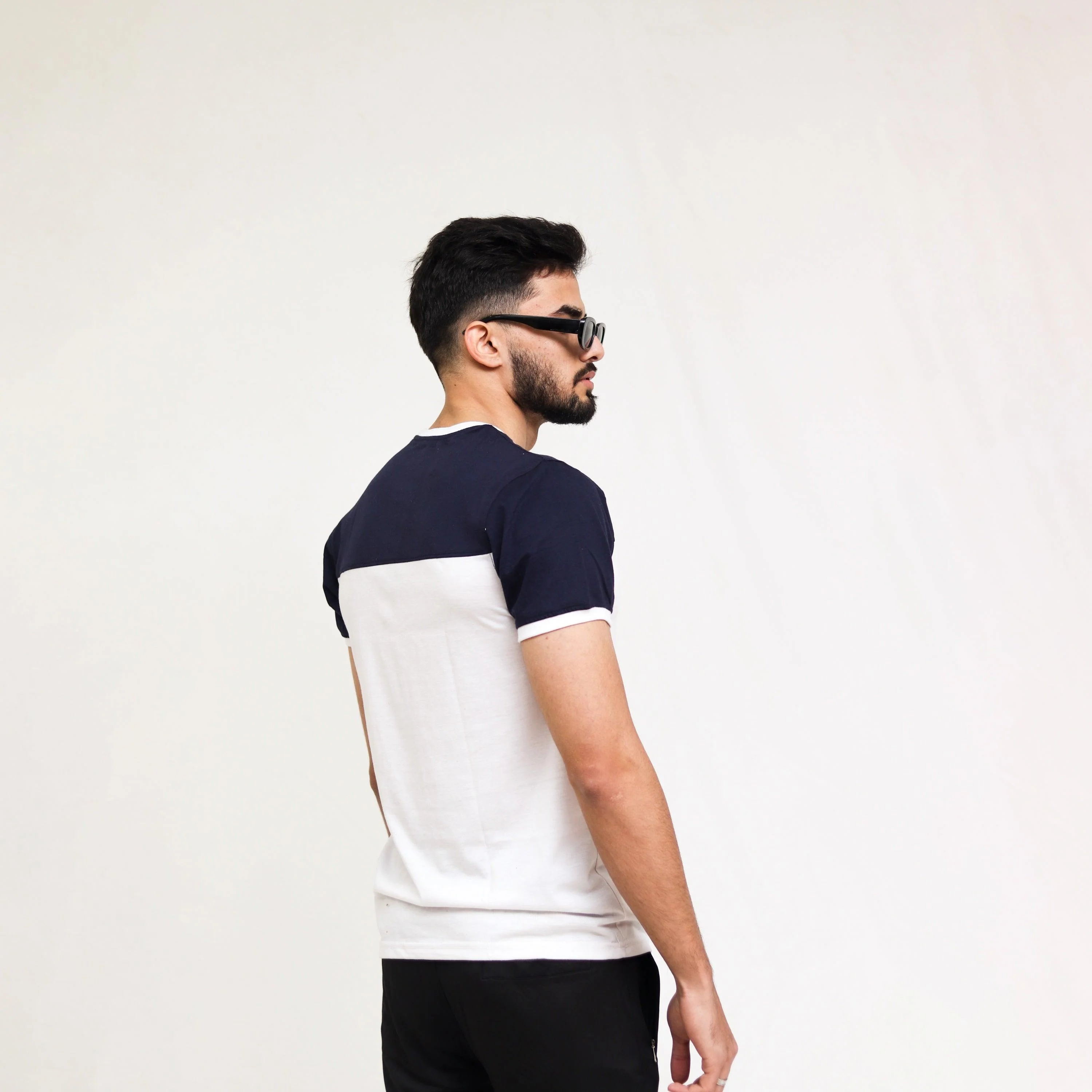 Navy White Cut & Sew Tee - Image 4