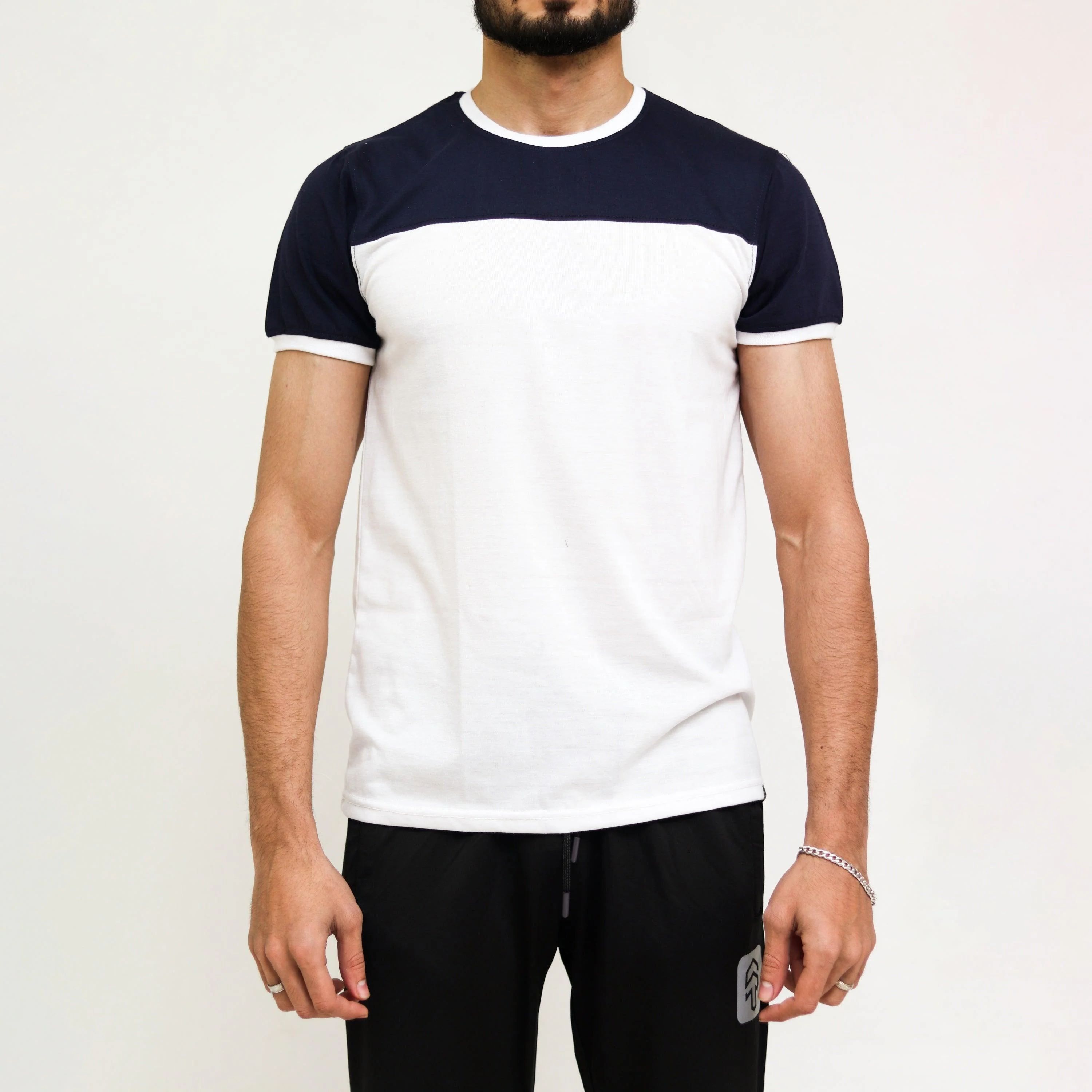 Navy White Cut & Sew Tee - Image 5