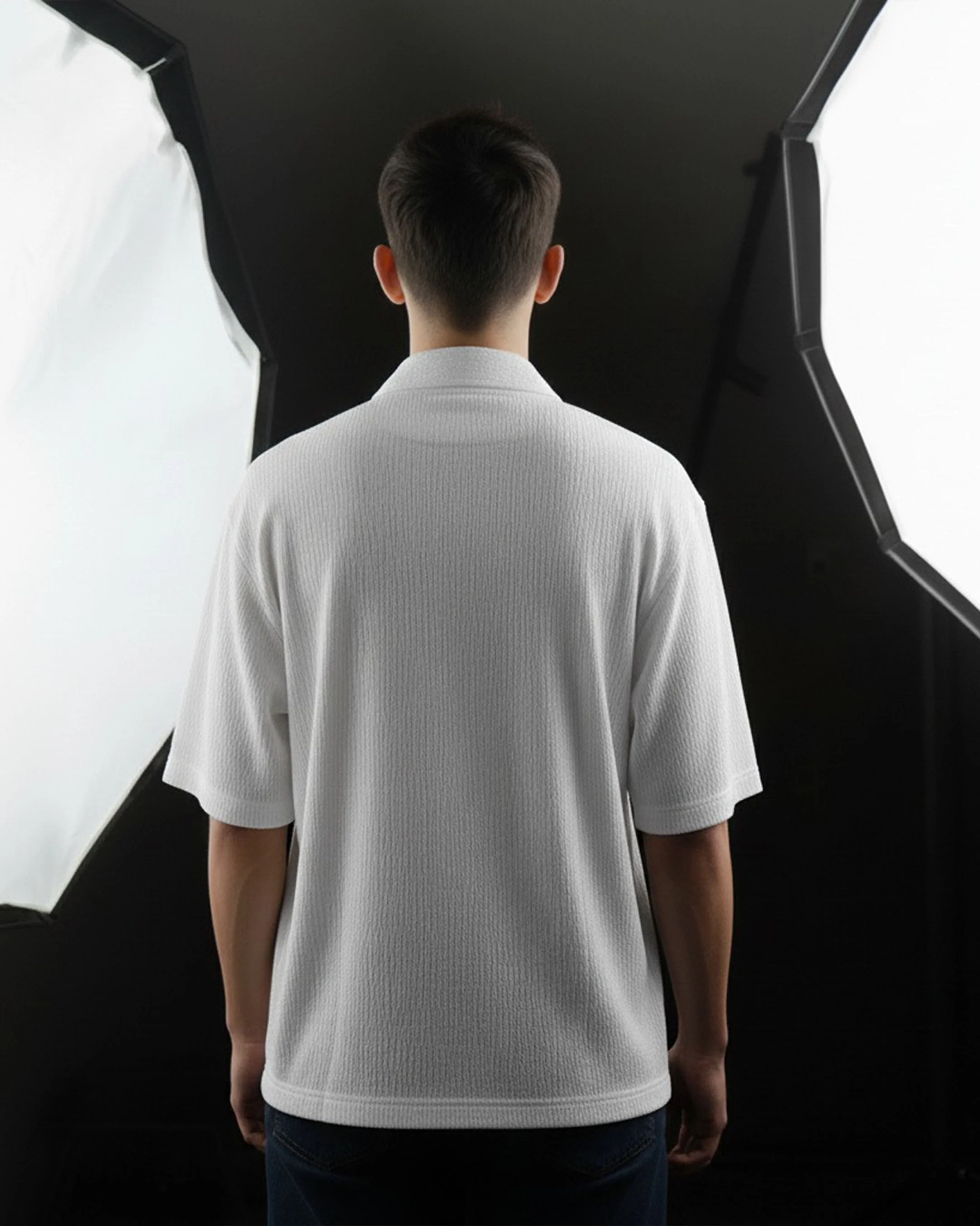 Oversize Woven Lycra Shirt - White - Image 3