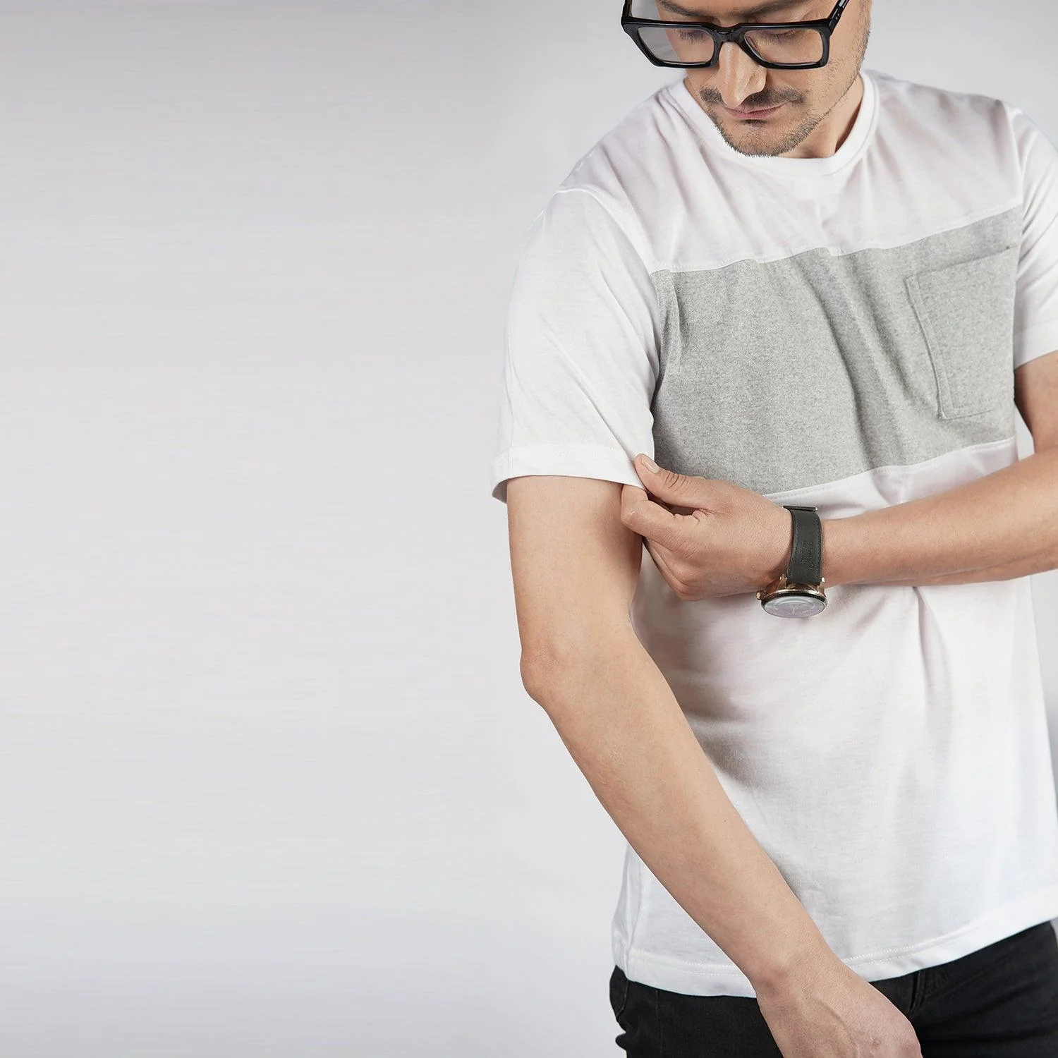 Grey White Colorblock Tee - Image 4