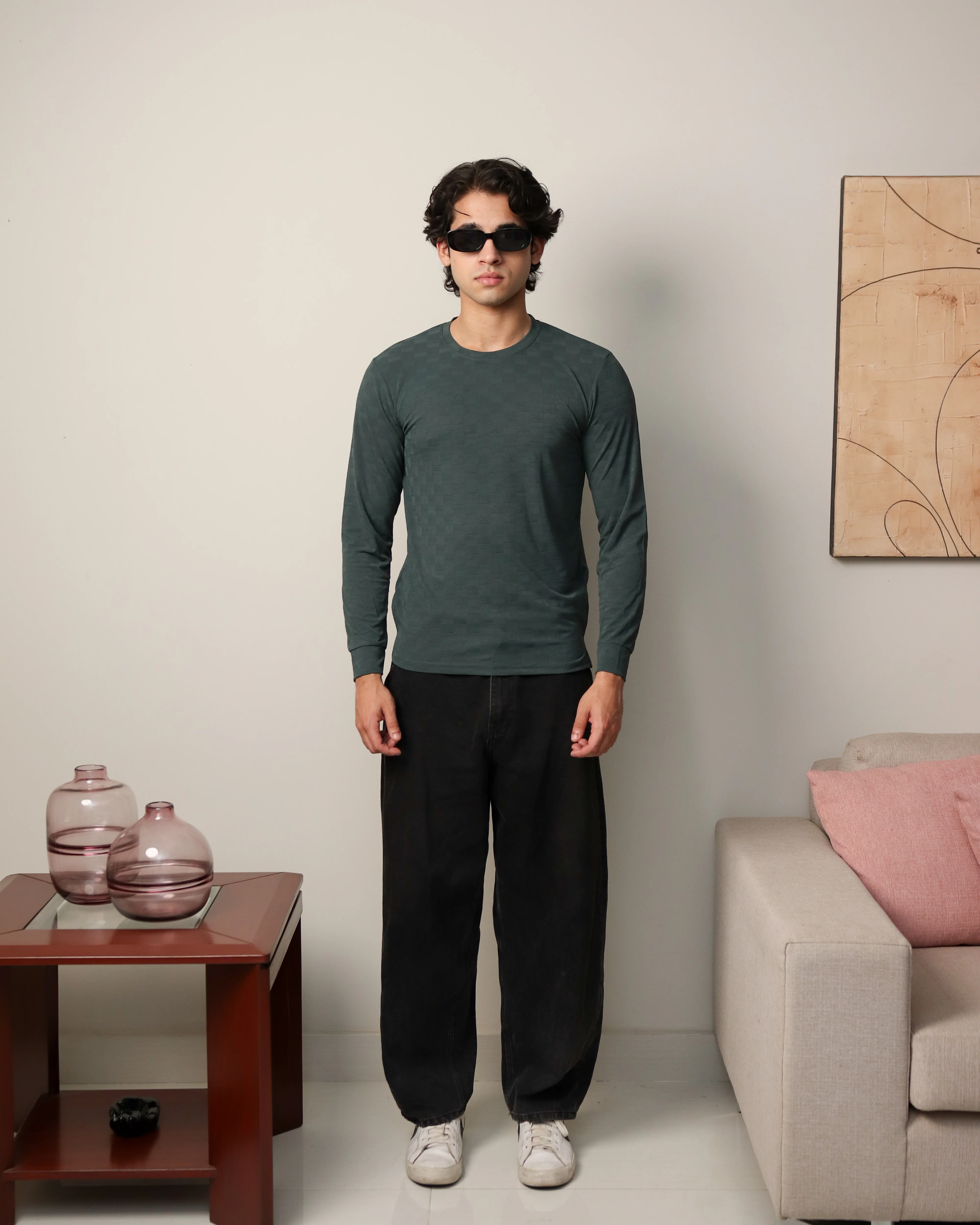 Textured Stretch F/S - Moss Green - Image 2