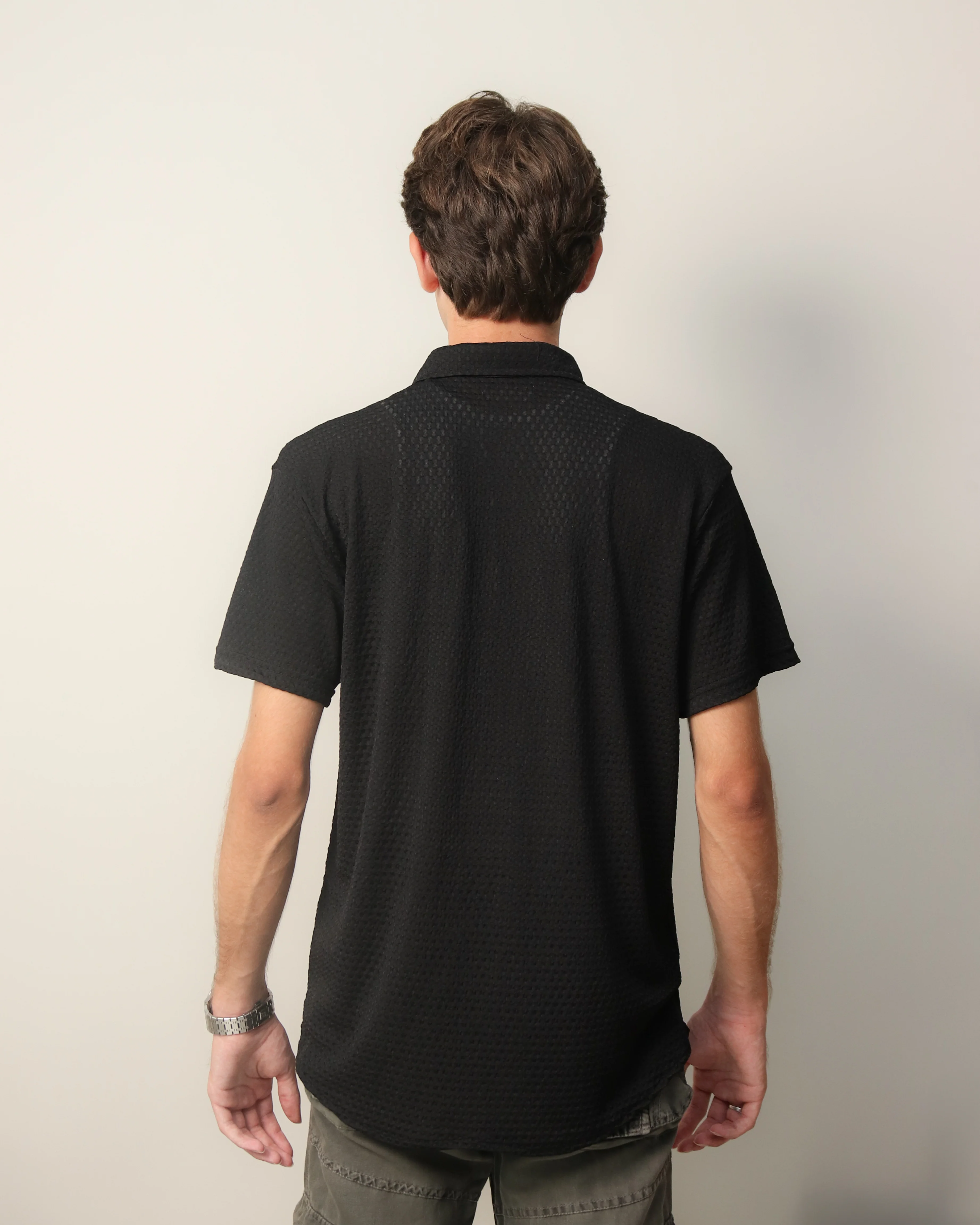 Woven Lycra Shirt - Black - Image 4