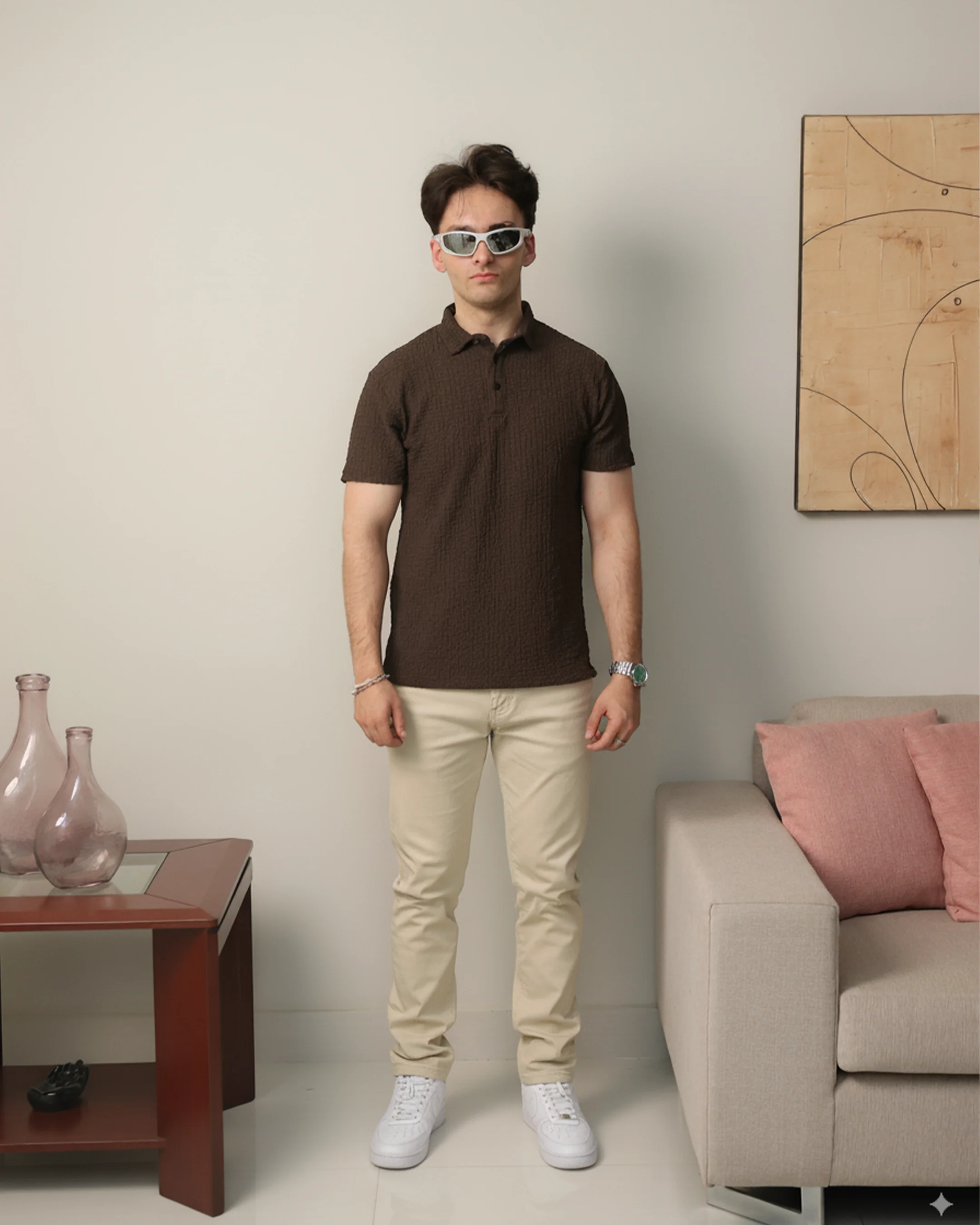 Woven Lycra Shirt - Smokey Olive - Image 3